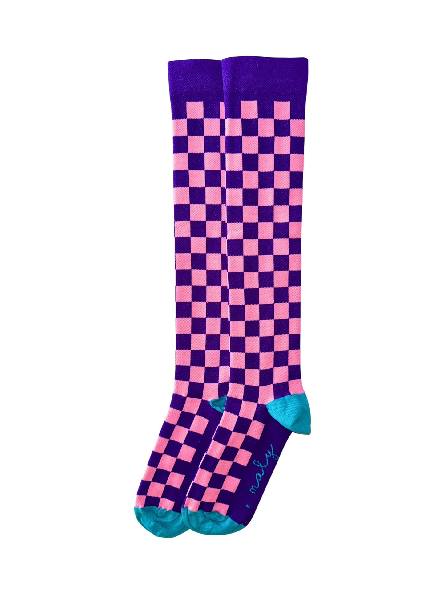 Pink and Purple Checkered Compression Socks