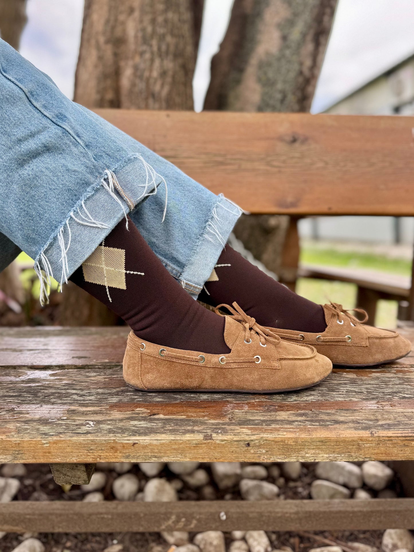Classic Argyle Brown Compression Socks