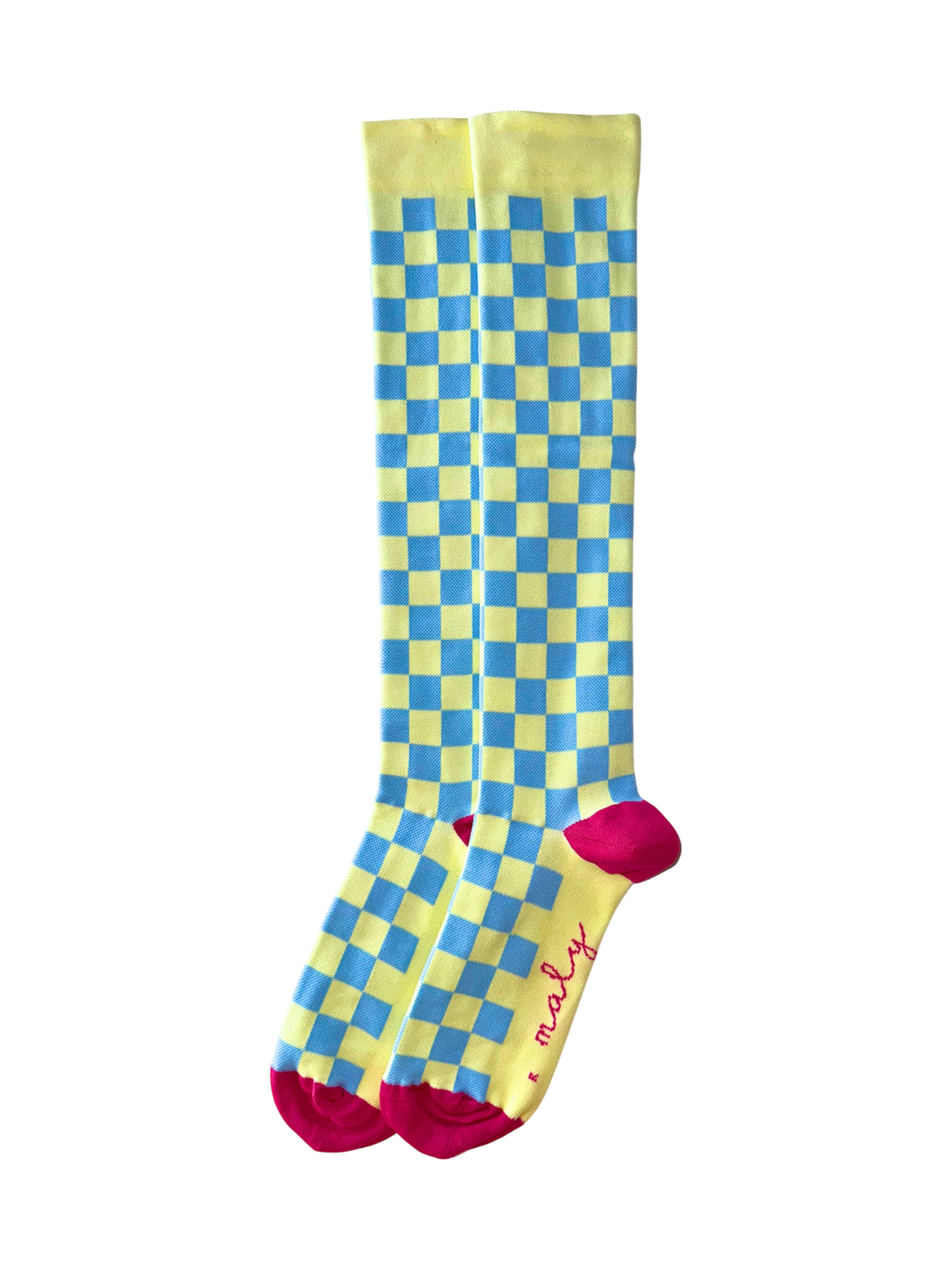 Yellow and Blue Checkered Compression Socks