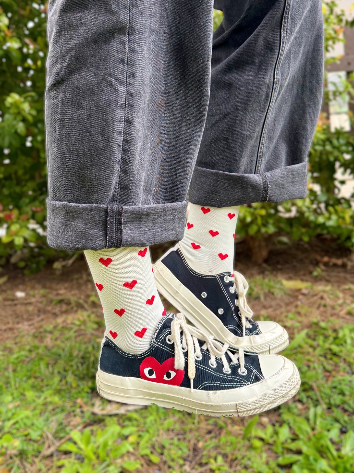 Meias de Compressão Corações Vermelho