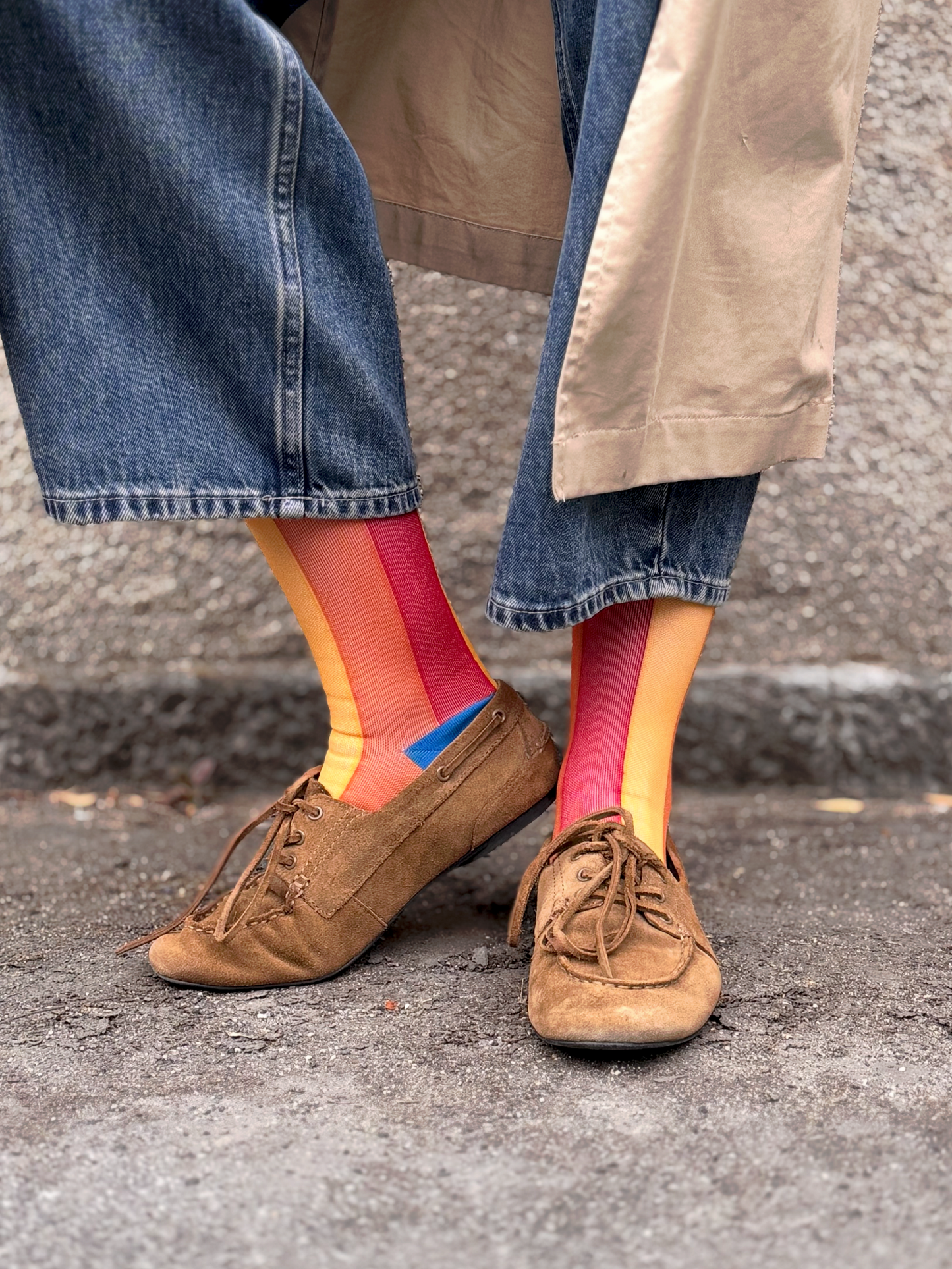 Terracota and Yellow Stripes Compression Socks