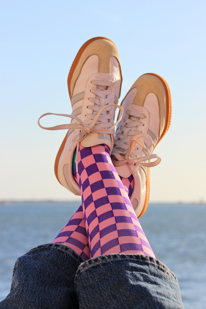 Pink and Purple Checkered Compression Socks