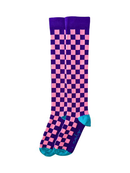 Pink and Purple Checkered Compression Socks