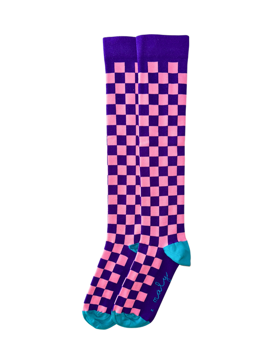 Pink and Purple Checkered Compression Socks