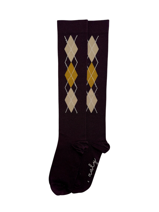 Meias de Compressão Clássicas Losangos Castanhos