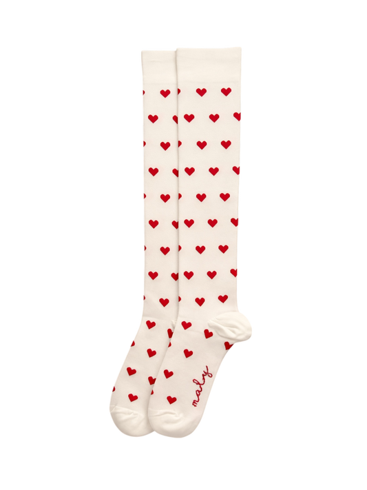 Meias de Compressão Corações Vermelho
