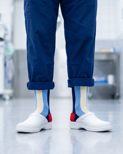 Blue and White Stripes Compression Socks